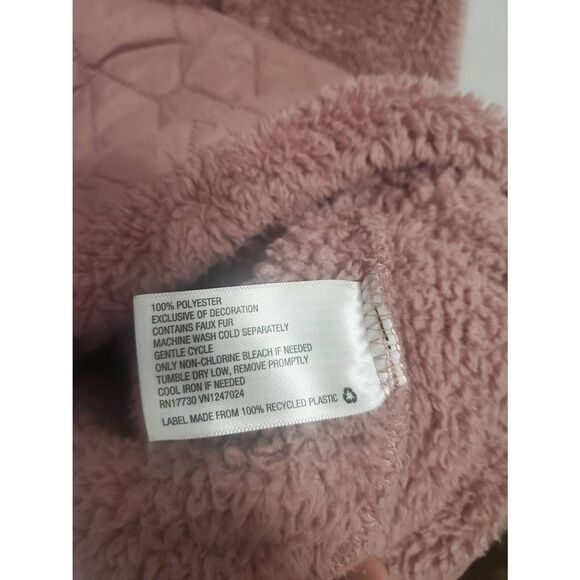 JoyLab Sweats High Pile Sherpa Quilted Pocket Blush Pink Women's Teddy Pullover - Picture 6 of 7